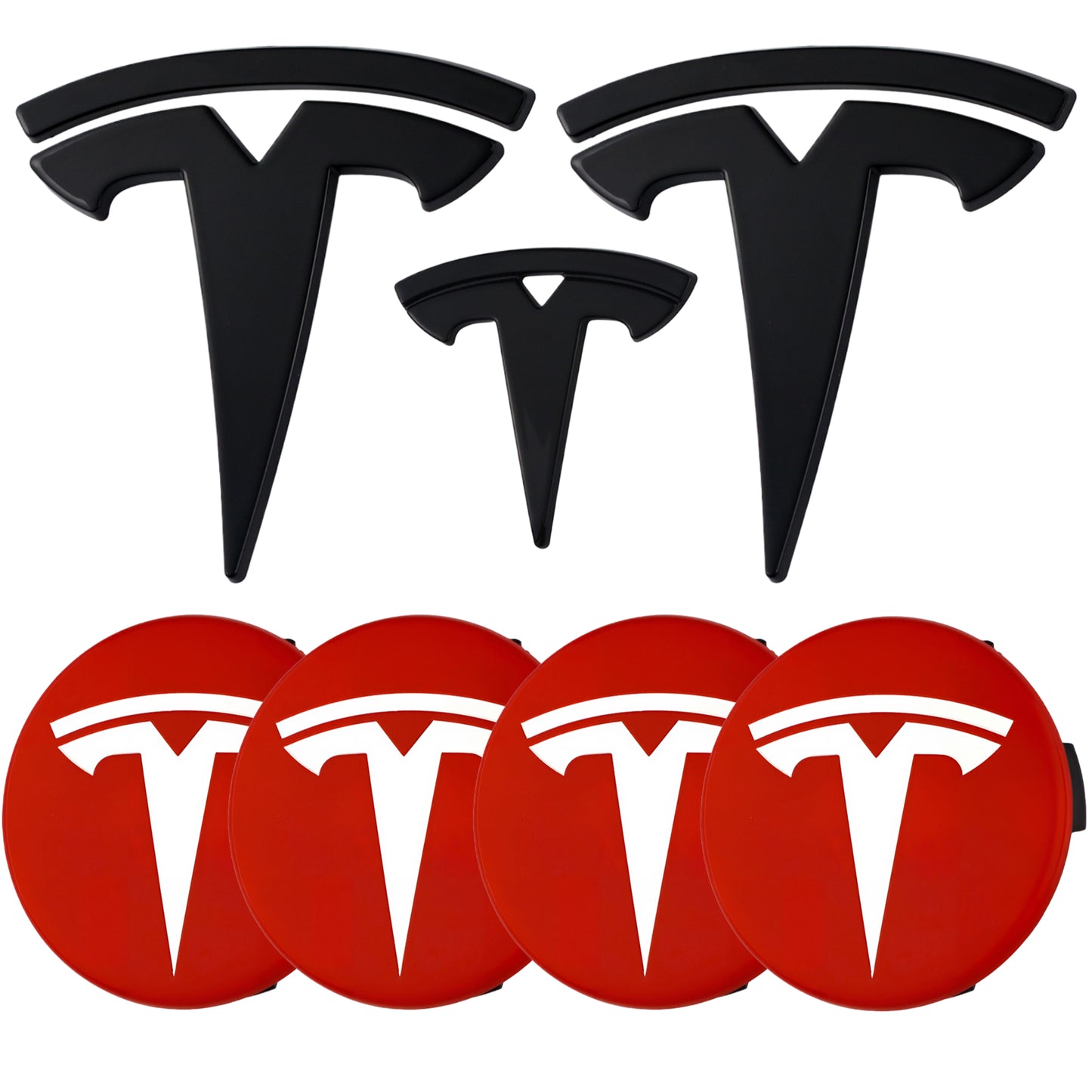 Tesla Emblem Overlay | Glänzend Schwarz - Aftermarket